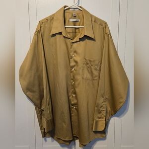 Men's Geoffrey Beene Gold Sateen Dress Shirt XXL 18  34/35